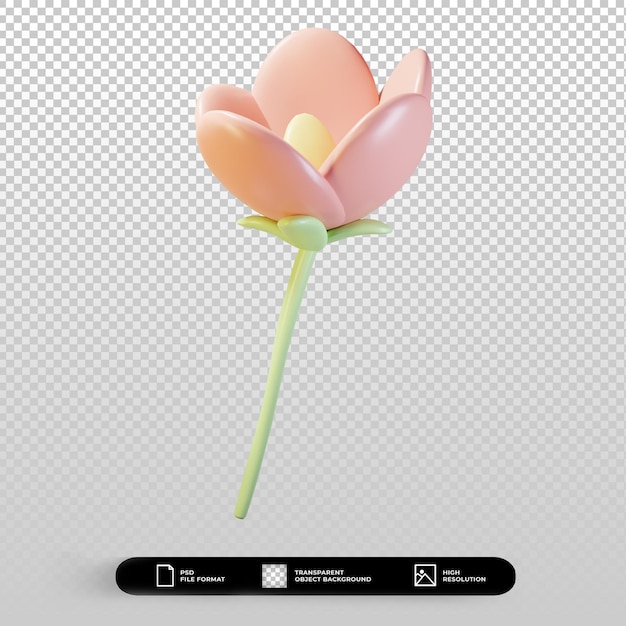 3d render pastel flower illustration