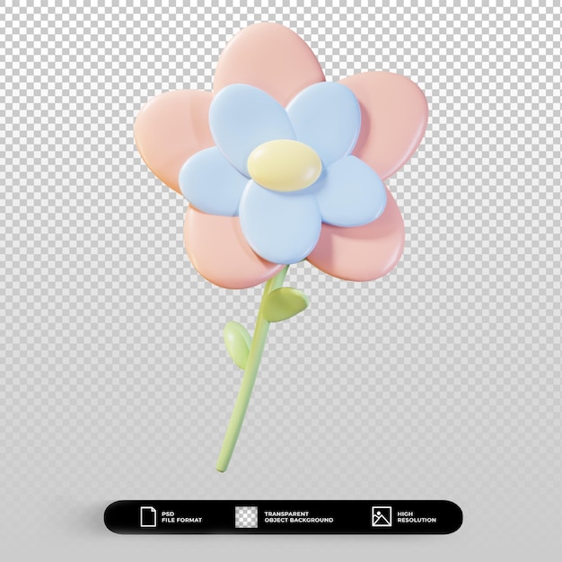 PSD 3d 렌더링 파스텔 꽃 그림