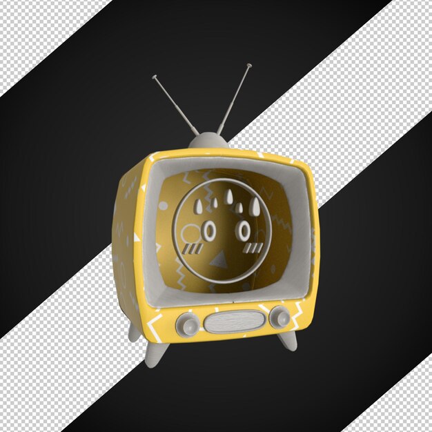 PSD 3d render modello tv faccia emoji