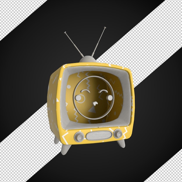 3d render pattern tv emoji face