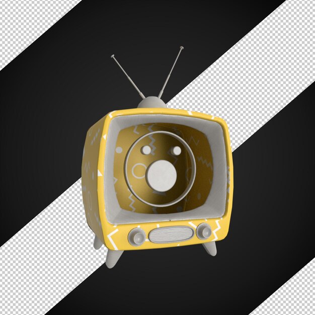 PSD 3d render modello tv faccia emoji