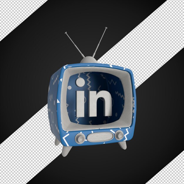 PSD Шаблон 3d-рендеринга tv linkedin logo