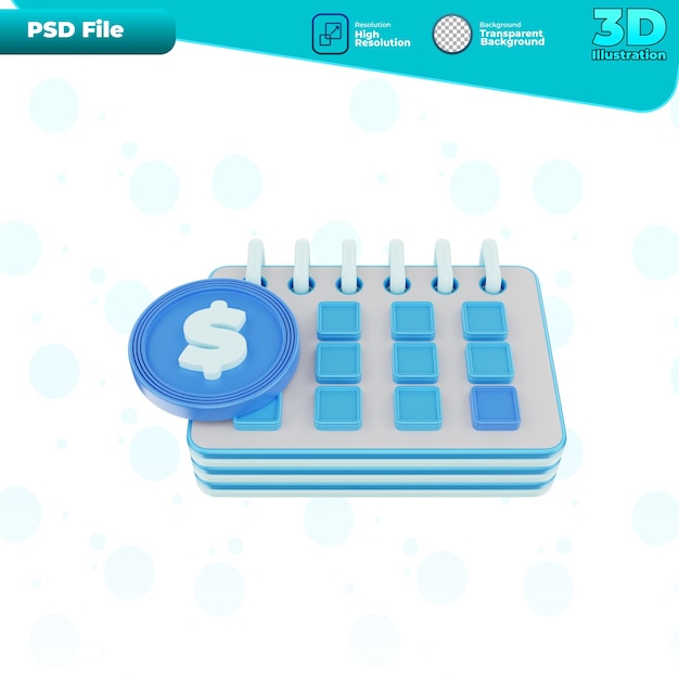 PSD 3d рендеринг иллюстрации значка графика платежей