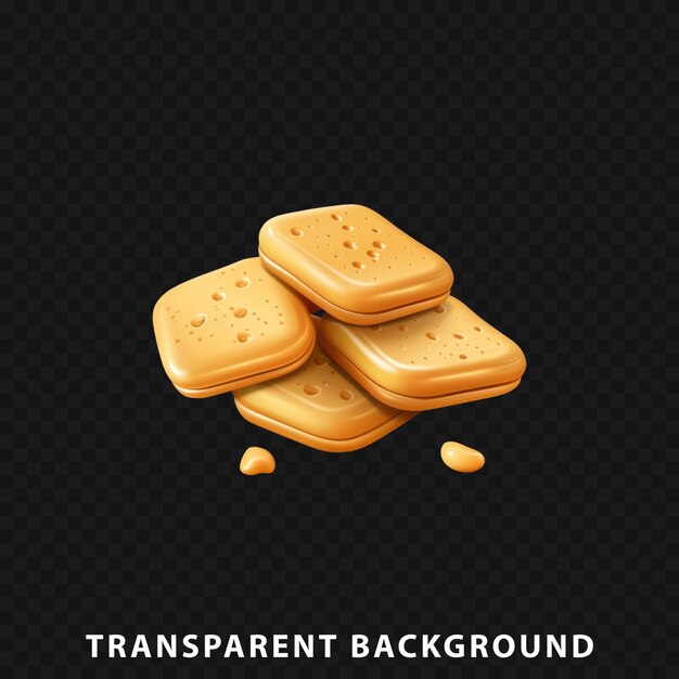 PSD 3d render peanut butter cracker isolated on transparent background