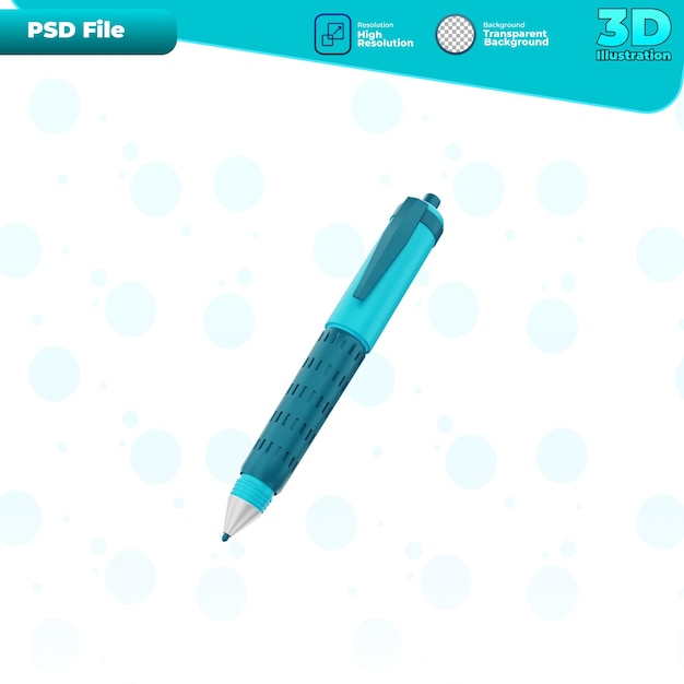 3D render pen pictogram illustratie