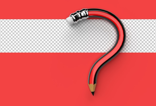 PSD 3d render pencil question mark transparent psd file.