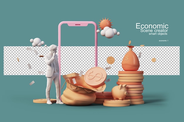 3d 렌더링 사람과 재정