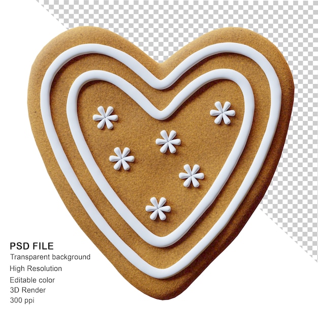 3d render peperkoek hart cookie