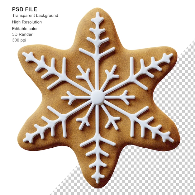 PSD 3d render peperkoek sneeuwvlok decoratie