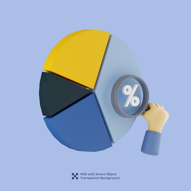 Grafico percentuale di rendering 3d