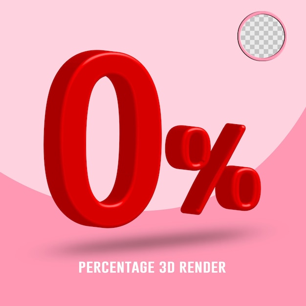 3D render percentage number red color