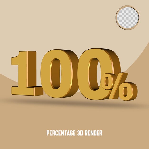 3D render percentage number yellow gold color