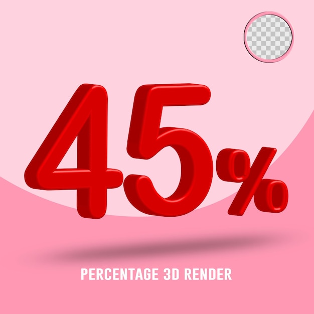 3D render percentage nummer rode kleur