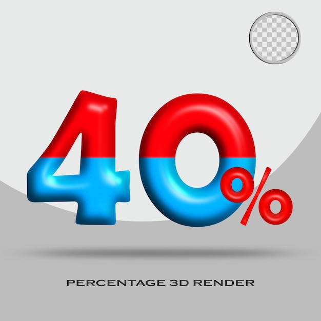 3d レンダリング パーセンテージ 赤 青 光沢のある色