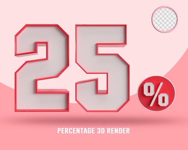 3d render percentage red line and texture