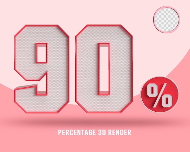 3d render percentage red line and texture