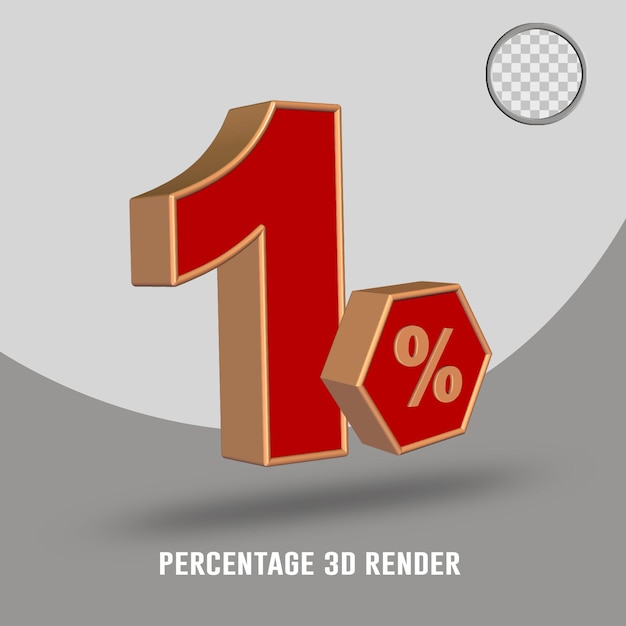 3d render percentage red peach color