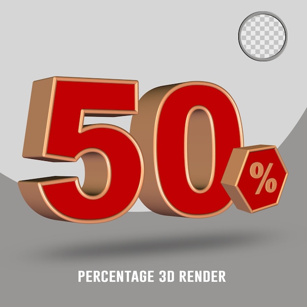 3d render percentage red peach color