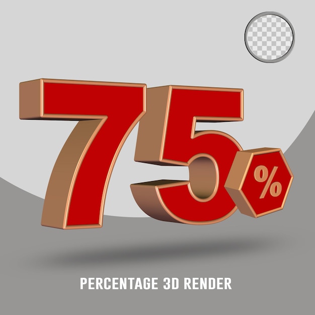 3d render percentage rode perzik kleur