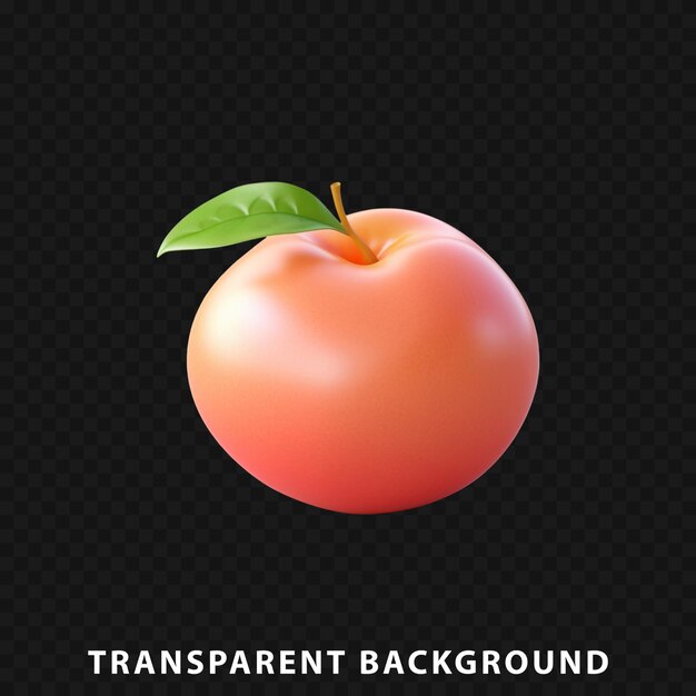 3d render perzik geïsoleerd op transparante achtergrond