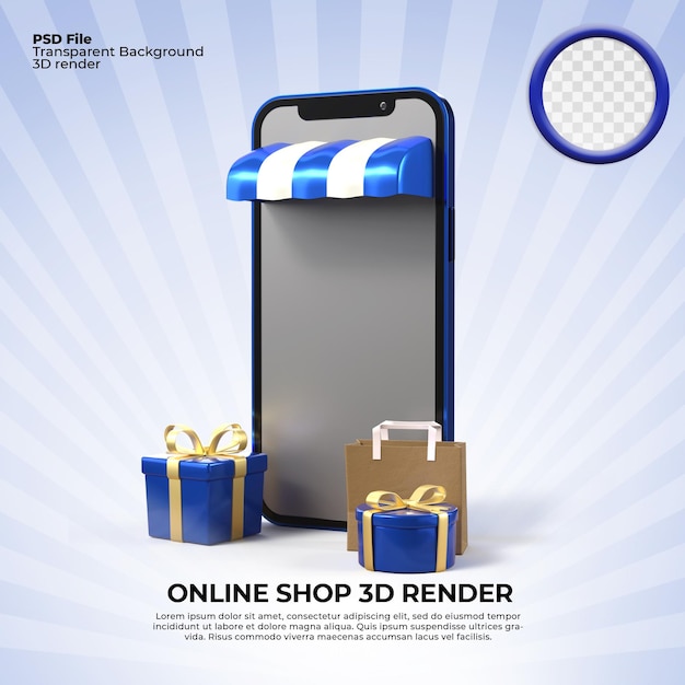 3d render phone mockup for online shop discount flash sale trade