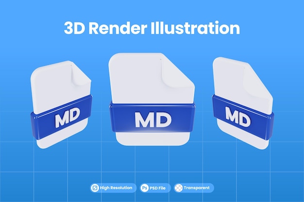 3d render pictogram bestandsformaat md