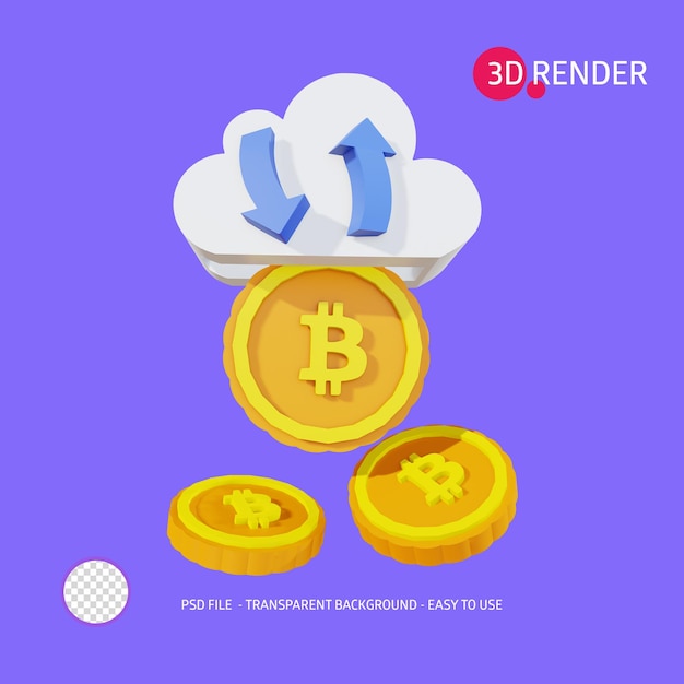 3d render-pictogram bitcoin-back-up