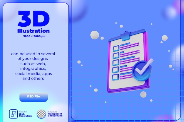 3d render-pictogram checklist