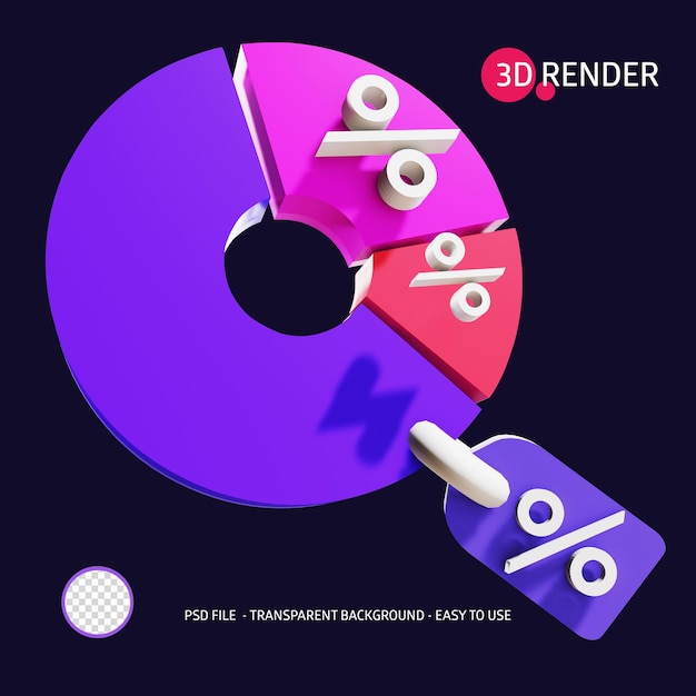 PSD 3d render pictogram cirkeldiagram 8