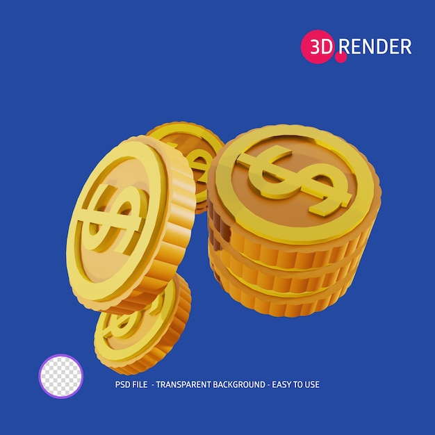 3d render pictogram dollar 3