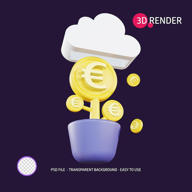 3d render pictogram euro plant 2