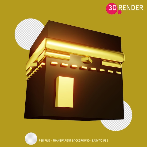 PSD 3d render pictogram kaaba