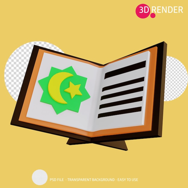 PSD 3d render pictogram koran