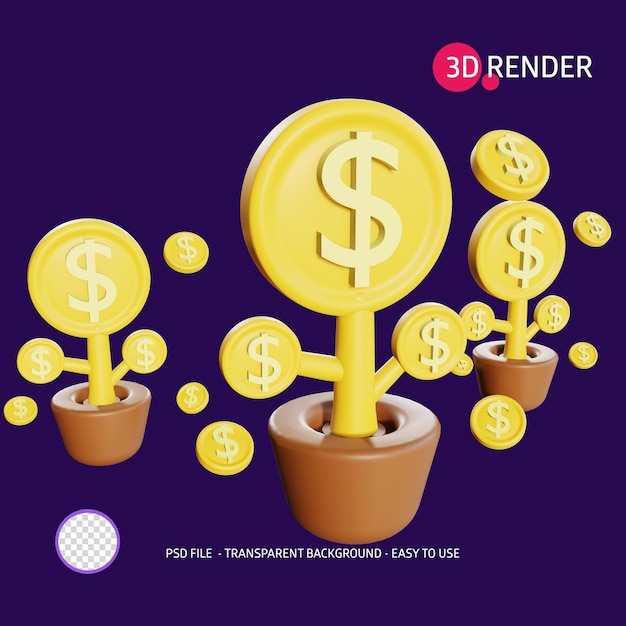 3d render pictogram plant dollar 2