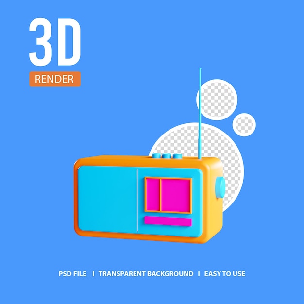 3d render pictogram radio