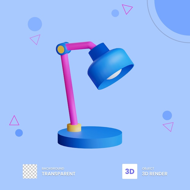 3D render pictogram tafellamp met transparante achtergrond