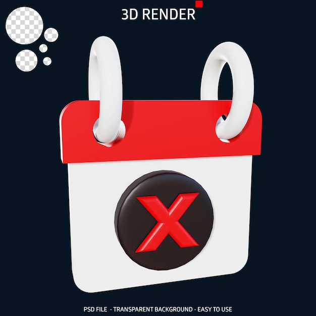 PSD 3d render pictogram waarschuwingsdatum 1