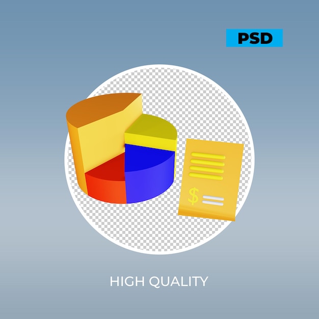 Grafico a torta di rendering 3d con fattura