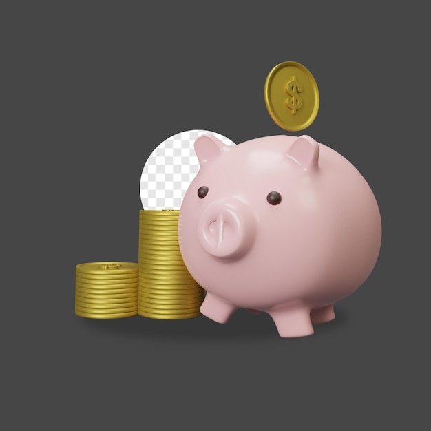 3D Render Piggy Bank