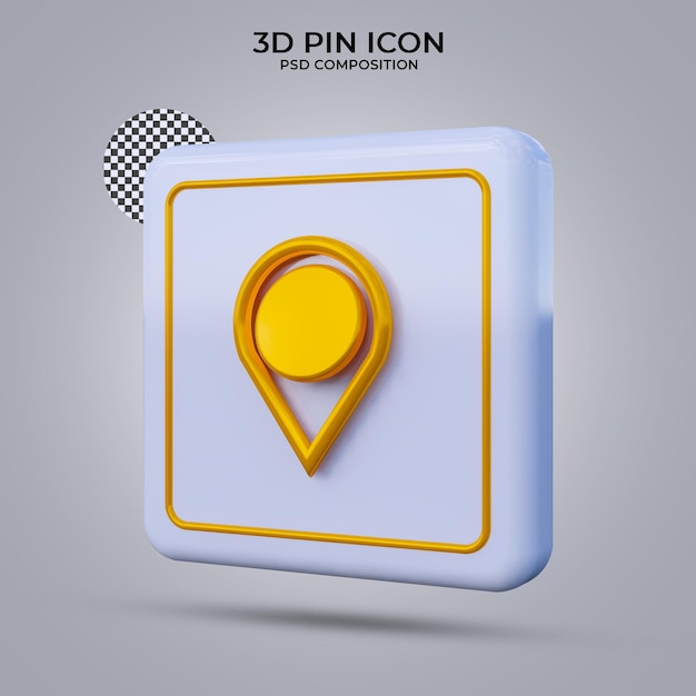 PSD 3d render icona pin isolata