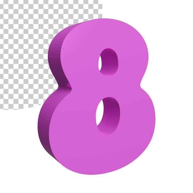 3d render pink alphabet letter 8