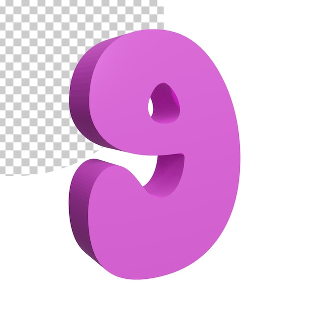 3d render pink alphabet letter 9