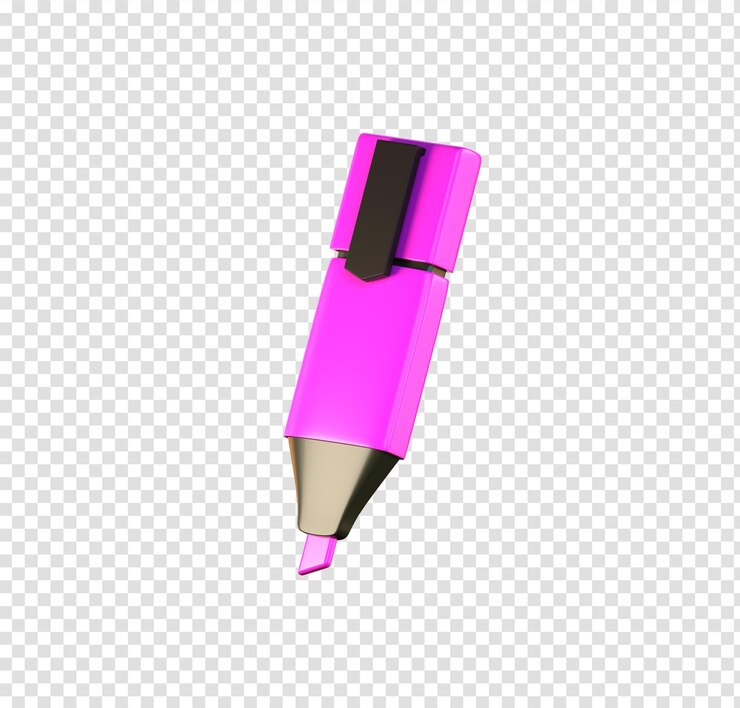 PSD 3d render of a pink highlighter