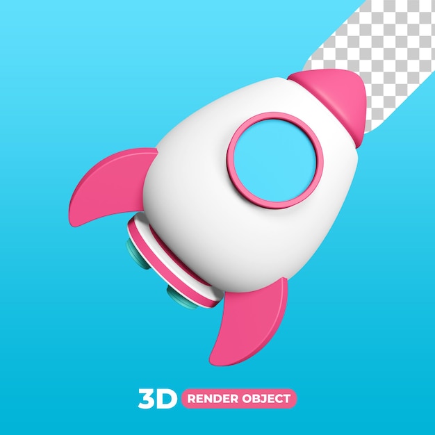 PSD 3d render of pink rocket illustration