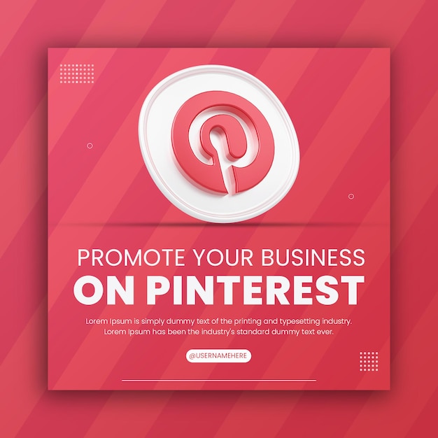 PSD 3d render pinterest icoon zakelijke promotie voor social media post ontwerpsjabloon