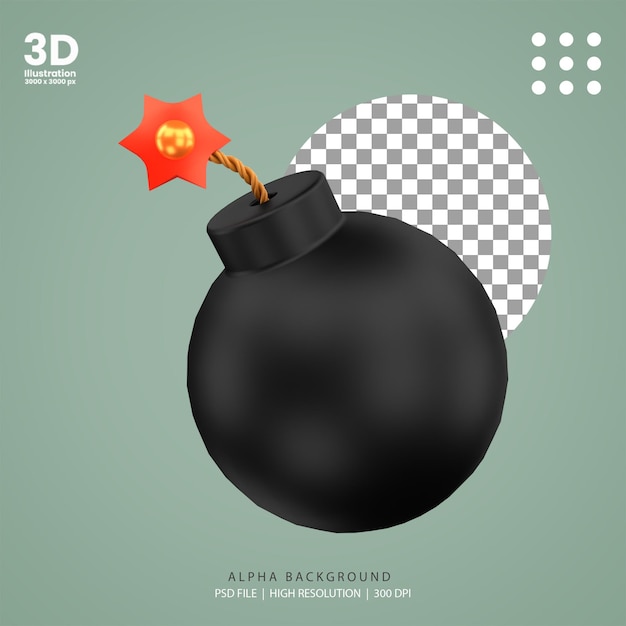 PSD 3d rendono l'illustrazione della bomba pirata