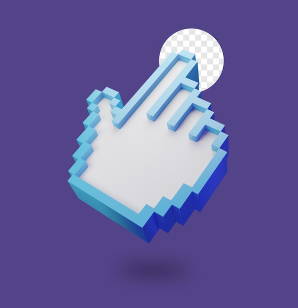 3d-рендеринг pixel hand icon pointer