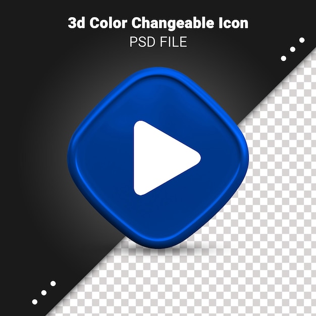 3d render of play icon color changeable and fully editable