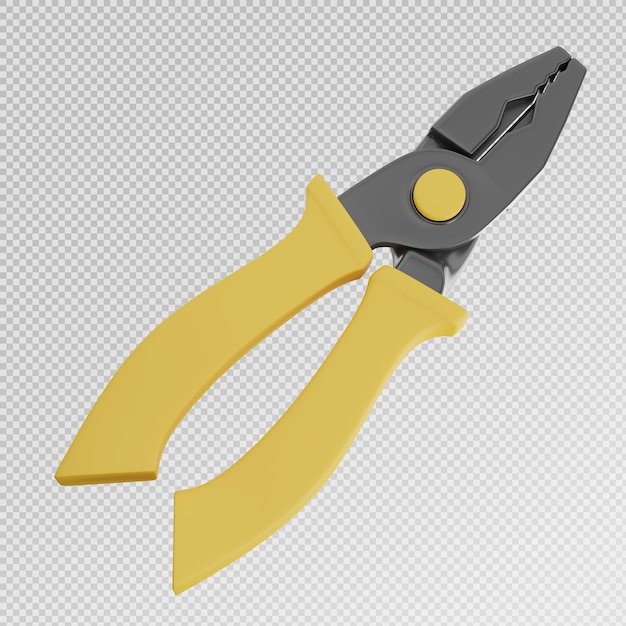 PSD 3d render of pliers tools kit isolated