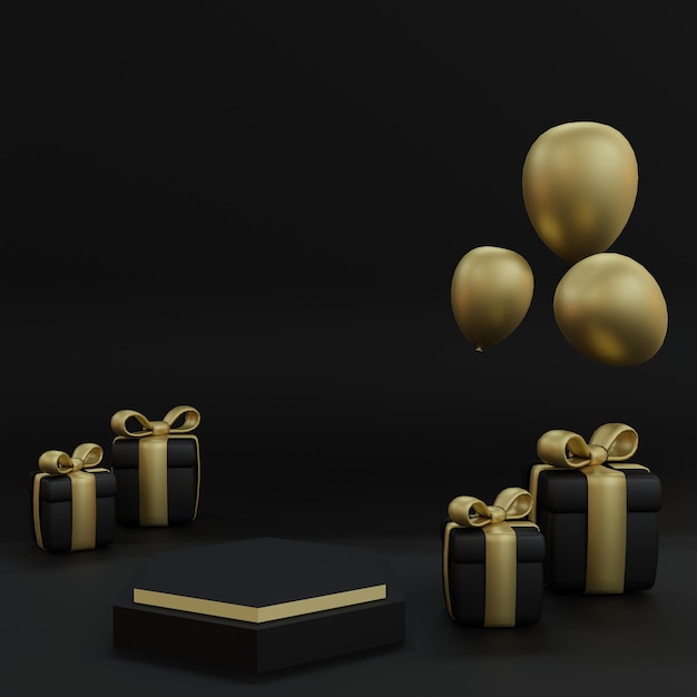 Podio di rendering 3d per la promozione del black friday